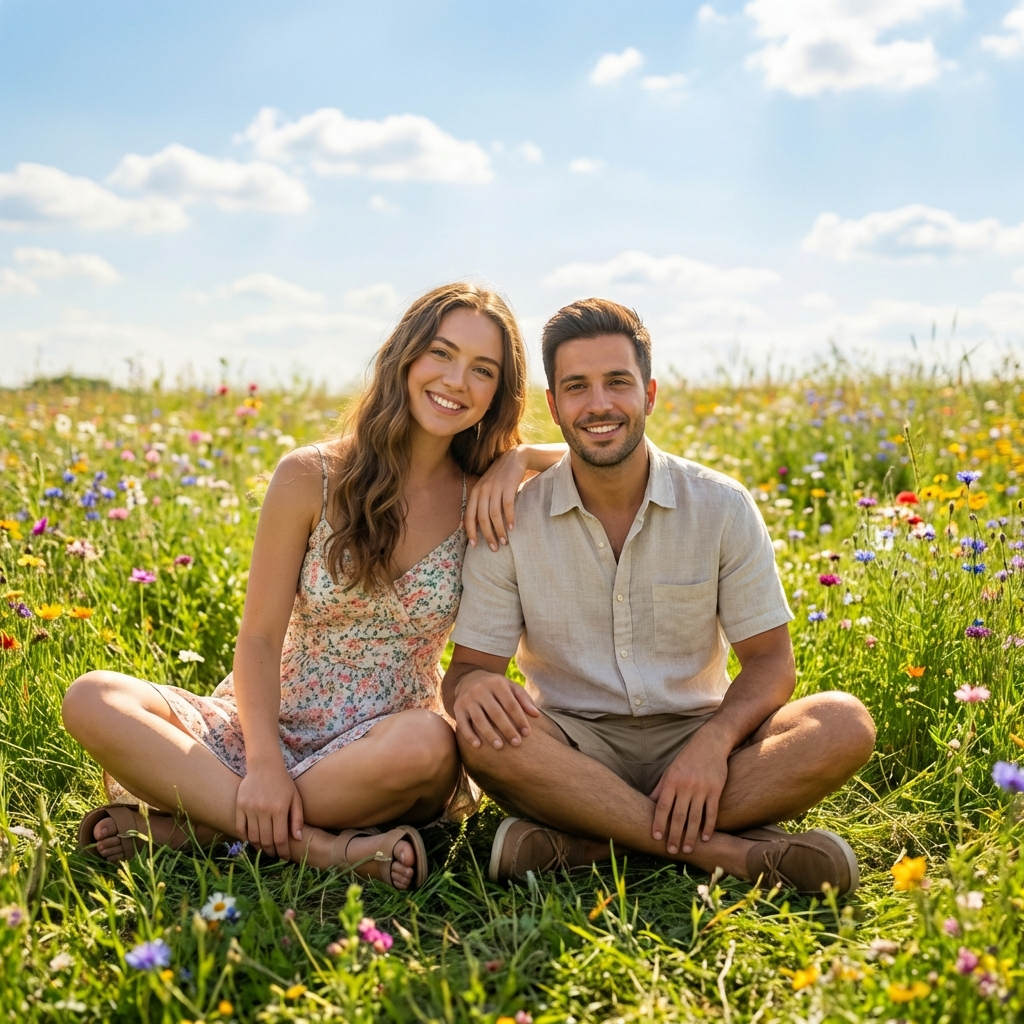 AI Couple Giving Flower Video Generator input photo example